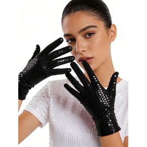AMPOSSTO 1 Pair Sparkly Sequin Gloves for Women Shiny Dance Rave Festival Gloves Mittens Glitter Costume Accessories in Saudi Arabia