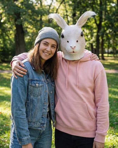 Bunny Mask Rabbit Head Mask with Long Ears, Unisex Animal Customer Mask for Halloween, Easter, Carnival, Cosplay Party Costume Accessories in Saudi Arabia