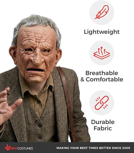 قناع Morph Grandpa Grumble اللاتكس، وجه رجل عجوز واقعي، قناع الهالوين من السيليكون الواقعي للغاية لزي البالغين in Kuwait