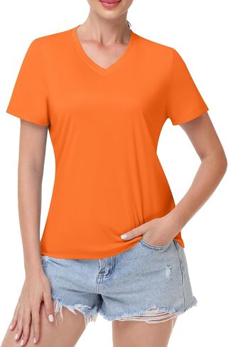 Runhit Womens Workout Tops Short Sleeve UPF 50+ Athletic Sun Shirts Quick Dry V Neck T-Shirt Moisture Wicking Gym Hiking Tee in Kuwait