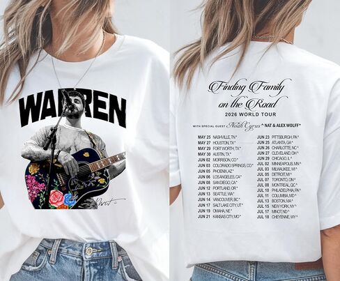 تي شيرت Alex Concert Outfit، قميص هدية لمحبي الموسيقى بطباعة خلفية، قميص W.a.r.r.e.n، تي شيرت للحفلات الموسيقية للجنسين متعدد الألوان in Kuwait