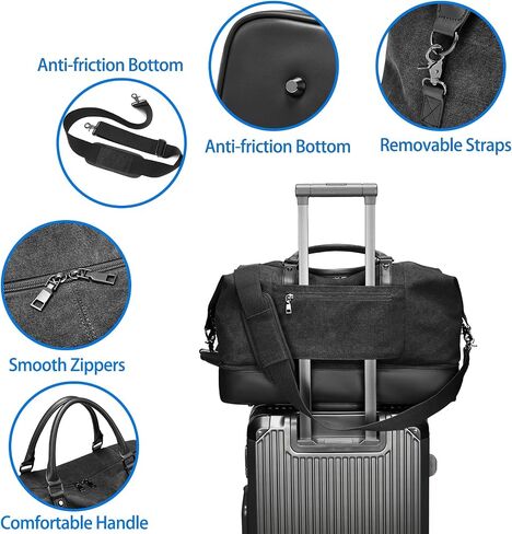 Canvas Duffle Bag for Travel, Weekender Overnight Bag for Women Men with Shoe Compartment Carry on Duffle Bags for Airplanes Gym Sport Business Bag in Saudi Arabia