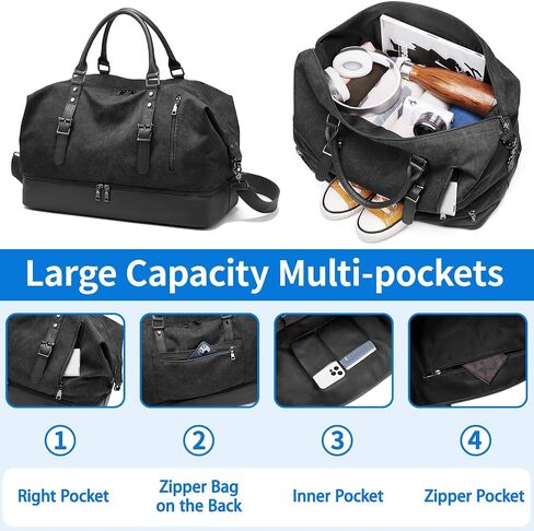 Canvas Duffle Bag for Travel, Weekender Overnight Bag for Women Men with Shoe Compartment Carry on Duffle Bags for Airplanes Gym Sport Business Bag in Saudi Arabia