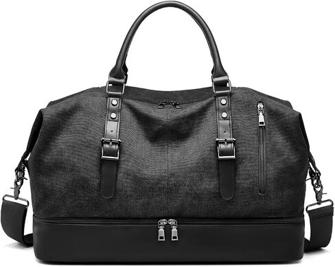 Canvas Duffle Bag for Travel, Weekender Overnight Bag for Women Men with Shoe Compartment Carry on Duffle Bags for Airplanes Gym Sport Business Bag in Saudi Arabia