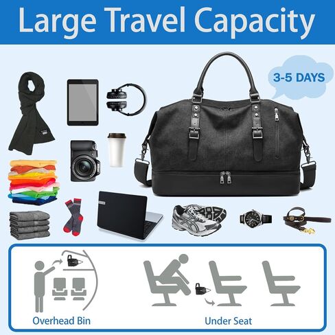 Canvas Duffle Bag for Travel, Weekender Overnight Bag for Women Men with Shoe Compartment Carry on Duffle Bags for Airplanes Gym Sport Business Bag in Saudi Arabia