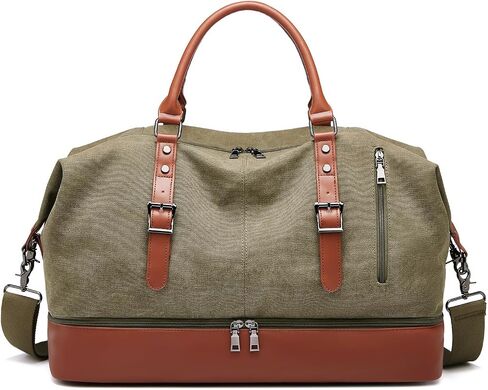 Canvas Duffle Bag for Travel, Weekender Overnight Bag for Women Men with Shoe Compartment Carry on Duffle Bags for Airplanes Gym Sport Business Bag in Saudi Arabia