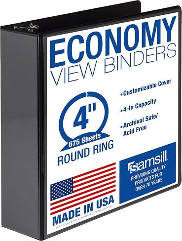 Samsill 0.5 Inch 3 Ring Binders, Made in USA, Economy Round Ring, Clear View Cover, 100 Sheet Capacity - for School, Home, Office - Red, 12 Pack in Kuwait