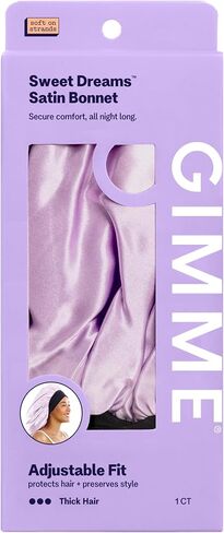 GIMME Beauty Sweet Dreams Satin Bonnet - Ultra-Soft Sleep Bonnet - Smooth & Frizz-Free Hair - Breathable Satin with Stretchy Band - Compatible with Heatless Curlers - Thick Hair, Lilac, 1 Count in Saudi Arabia