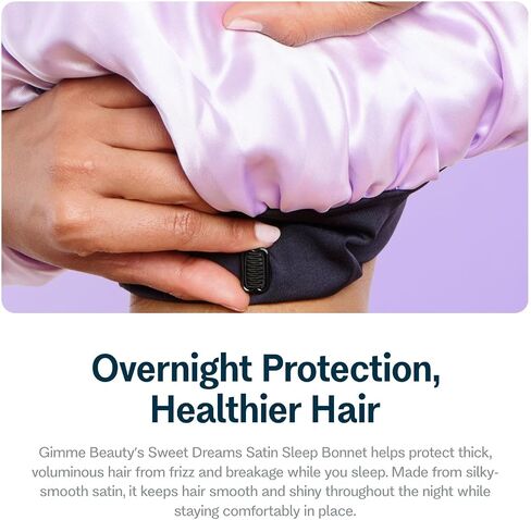 GIMME Beauty Sweet Dreams Satin Bonnet - Ultra-Soft Sleep Bonnet - Smooth & Frizz-Free Hair - Breathable Satin with Stretchy Band - Compatible with Heatless Curlers - Thick Hair, Lilac, 1 Count in Saudi Arabia