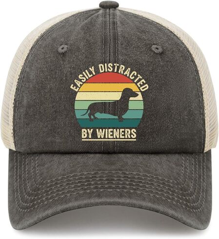 Easily Distracted By Dachshund Baseball Cap - Funny Wiener Dog Hat Dog Mom Dad Gift in Kuwait
