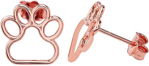 Dainty 10k Gold Dog Paw Print Outline Earrings in Kuwait