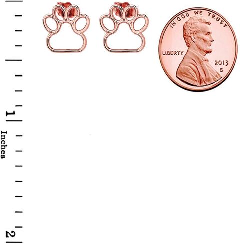 Dainty 10k Gold Dog Paw Print Outline Earrings in Kuwait