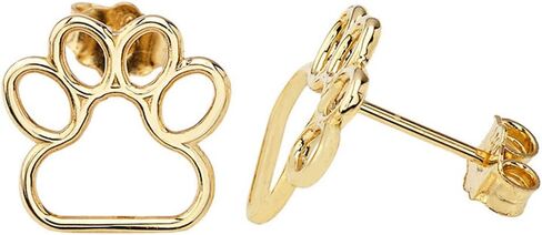 Dainty 10k Gold Dog Paw Print Outline Earrings in Kuwait