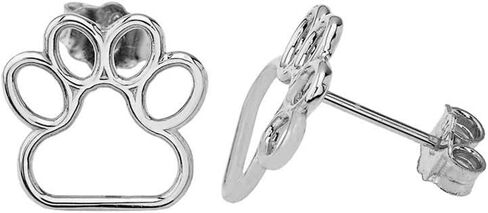 Dainty 10k Gold Dog Paw Print Outline Earrings in Kuwait