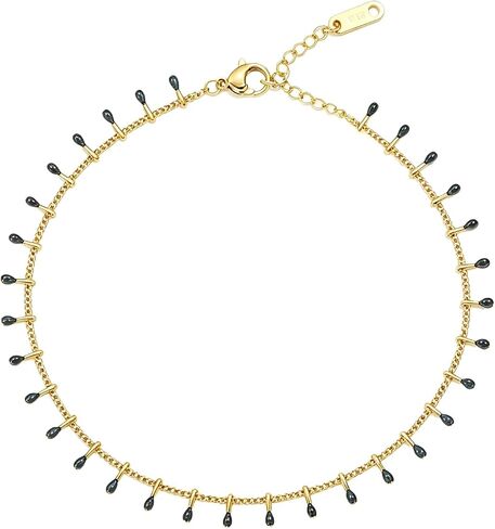 Gold Plated Anklets for Women Tiny Bead Colorful Hard Enamel Tassel Foot Chain Adjustable Cute Summer Beach Jewelry in Saudi Arabia