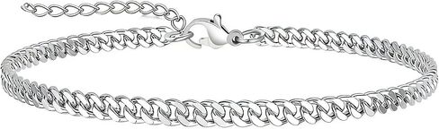 PICNHUAN Gold/Silver Ankle Bracelets for Women 14K Gold Plated Women's Anklets Silver Cuban Chain Anklet Waterproof Stainless Steel Anklet Summer Beach Foot Chain Jewelry Gifts for Women in Saudi Arabia