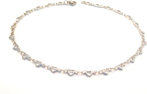 Plus Size 12-inch Heart Chain Anklet For Women Dainty 304 Stainless Steel Silver 5mm Dimensional Hearts Swim Friendly Gift Boxed in Saudi Arabia