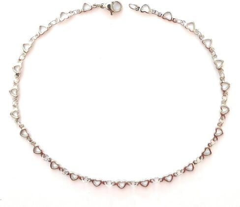 Plus Size 12-inch Heart Chain Anklet For Women Dainty 304 Stainless Steel Silver 5mm Dimensional Hearts Swim Friendly Gift Boxed in Saudi Arabia