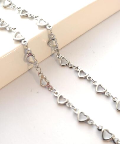 Plus Size 12-inch Heart Chain Anklet For Women Dainty 304 Stainless Steel Silver 5mm Dimensional Hearts Swim Friendly Gift Boxed in Saudi Arabia