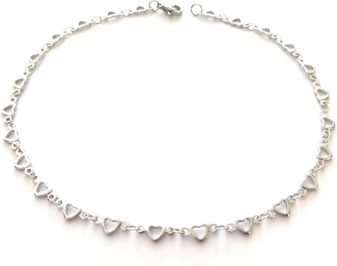 Plus Size 12-inch Heart Chain Anklet For Women Dainty 304 Stainless Steel Silver 5mm Dimensional Hearts Swim Friendly Gift Boxed in Saudi Arabia