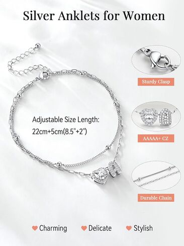 FaithHeart Waterproof Initial Ankle Bracelets for Women, Initial Anklets with Heart CZ Stainless Steel Layered Letter A-Z Anklet No Tarnish Ankle Jewelry in Kuwait