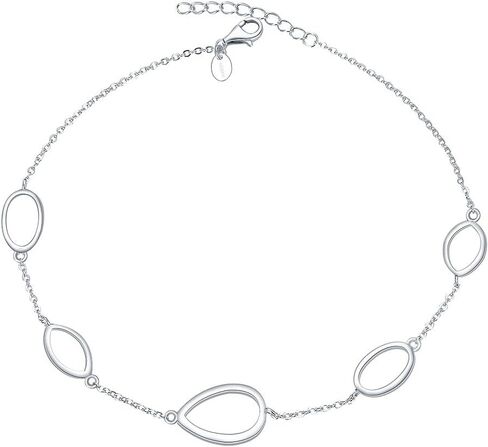Adabele Solid Sterling Silver 18K White Gold Adjustable Anklet 9 10 11 Inch Teardrop Oval Link Dainty Thin Cable Chain Hypoallergenic Tarnish Resistant Nickel Free Women Jewelry in Kuwait