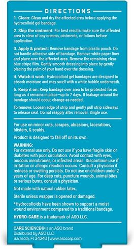Care Science Hydrocolloid Gel Bandages, 0.78 in x 2.36 in, 20 ct | Waterproof Barrier for Wound Care or Blisters in Kuwait