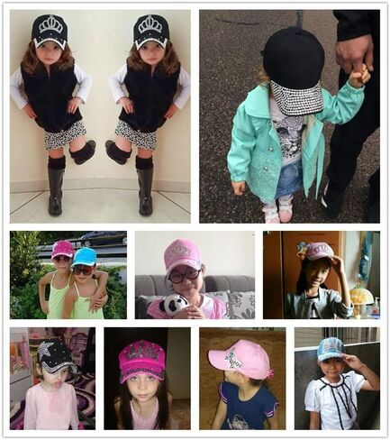 Cute Kids Rhinestone Baseball Cap, Unisex Bling Crystals Baseball Hat Adjustable Sun Hats for Boys and Girls (Orange-Heart) in Saudi Arabia