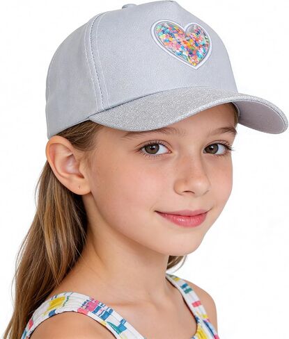 Girls Glitter Baseball Cap Sequin Sun Hat with Structured Brim, Adjustable for Summer Beach Travel, 4-6 Years Old in Kuwait