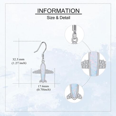 Airplane Earrings S925 Sterling Silver Opal Airplanes Dangle Earrings Airplane Jewelry Gifts for Women Mom Wife in Saudi Arabia