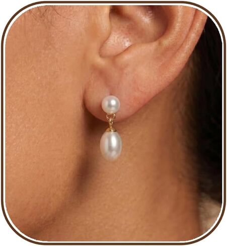 Dangle Earrings for Women Pearl Cubic Zirconia Drop 14K Gold Plated Stud Hoop Earrings Prom Bridal Wedding Jewelry Trendy Accessories Gift for Her in Saudi Arabia