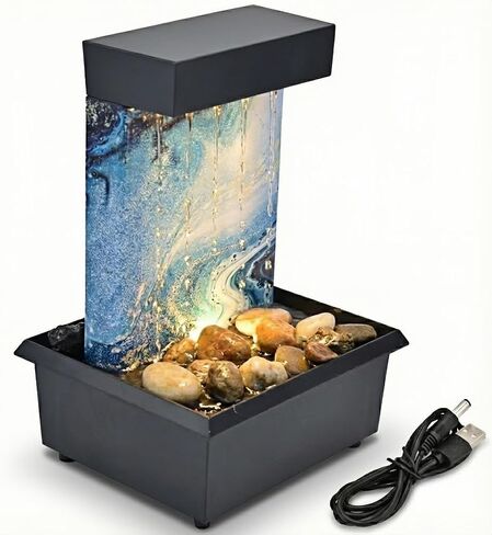 Waterfall Fountain, Tabletop Fountain Irregular Stones Exquisite Workmanship Unique Shape Lightweight Easy to Install,Indoor Waterfall for Home Office Living Room Work in Saudi Arabia