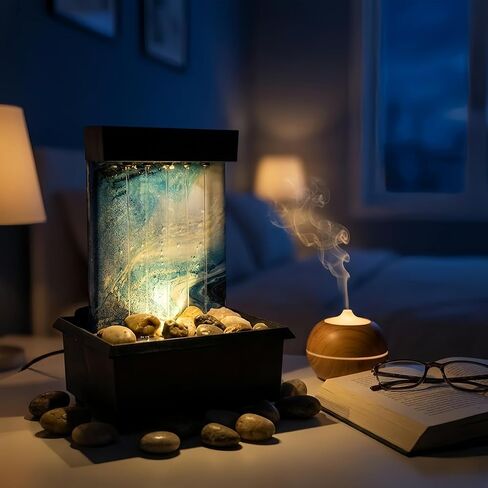 Waterfall Fountain, Tabletop Fountain Irregular Stones Exquisite Workmanship Unique Shape Lightweight Easy to Install,Indoor Waterfall for Home Office Living Room Work in Saudi Arabia
