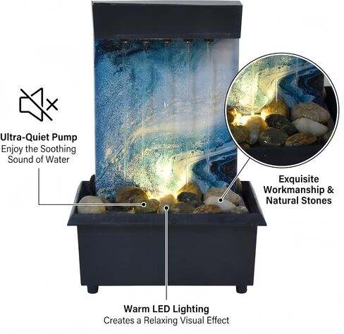 Waterfall Fountain, Tabletop Fountain Irregular Stones Exquisite Workmanship Unique Shape Lightweight Easy to Install,Indoor Waterfall for Home Office Living Room Work in Saudi Arabia