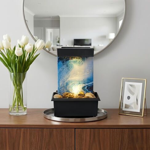 Waterfall Fountain, Tabletop Fountain Irregular Stones Exquisite Workmanship Unique Shape Lightweight Easy to Install,Indoor Waterfall for Home Office Living Room Work in Saudi Arabia