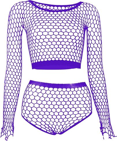 LemonGirl Women Sexy Lingerie Set Fishnet Top Bodysuit Babydoll Outfits Mesh One Size US 2-16 in Kuwait