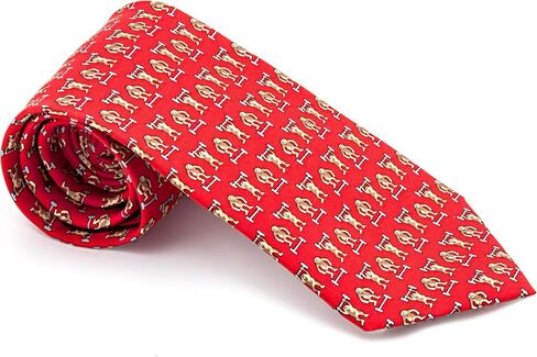 Men's 100% Silk Neckties Monkey Printed Tie (Currant Red) in Kuwait
