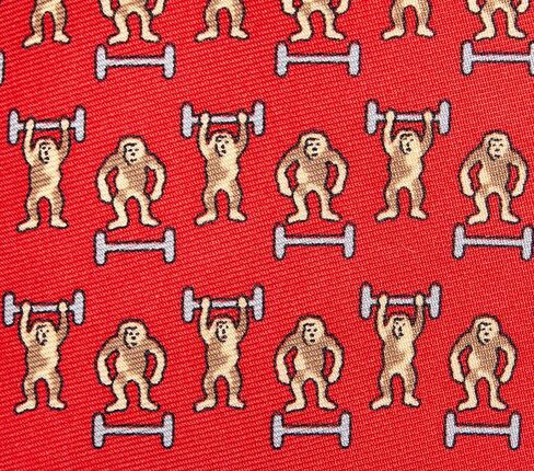Men's 100% Silk Neckties Monkey Printed Tie (Currant Red) in Kuwait