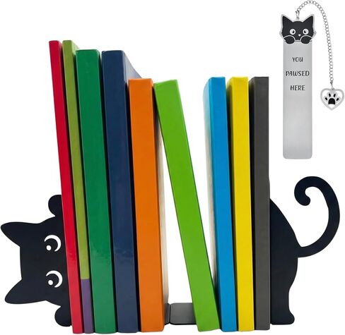 كتاب القط ينتهي الدفتين المعدنية الزخرفية للأرفف أصحاب الكتب السوداء لطيف للمكتب مع المرجعية المعدنية مكافأة هريرة in Kuwait