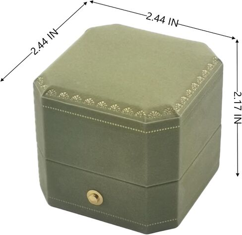2 Slots Velvet Wedding Ring Box, Octagon Engagement Ring Box Ring Display Holder Case with Hinged Lid for Proposal Engagement Wedding, 2.44x2.44x2.17 IN-U2-PRB002-Green in Saudi Arabia