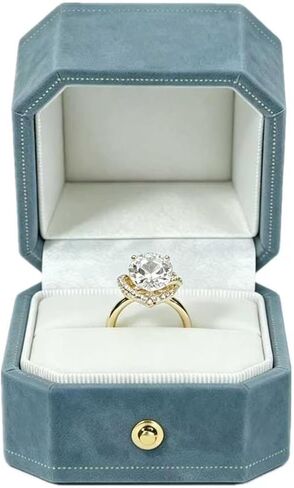 2 Slots Velvet Wedding Ring Box, Octagon Engagement Ring Box Ring Display Holder Case with Hinged Lid for Proposal Engagement Wedding, 2.44x2.44x2.17 IN-U2-PRB002-Green in Saudi Arabia