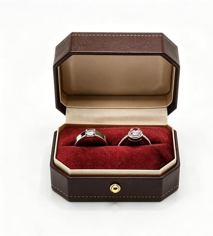 2 Slots Velvet Wedding Ring Box, Octagon Engagement Ring Box Ring Display Holder Case with Hinged Lid for Proposal Engagement Wedding, 2.44x2.44x2.17 IN-U2-PRB002-Green in Saudi Arabia
