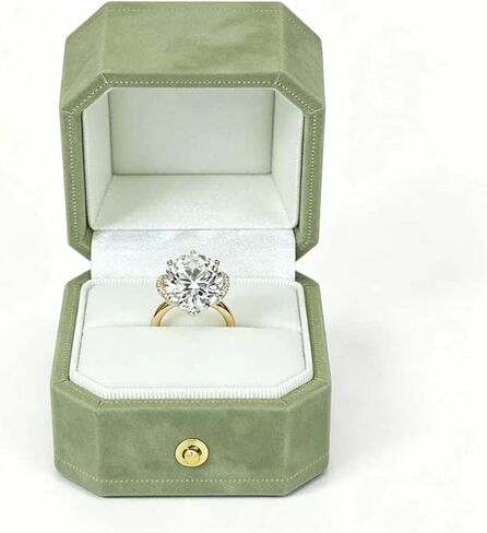 2 Slots Velvet Wedding Ring Box, Octagon Engagement Ring Box Ring Display Holder Case with Hinged Lid for Proposal Engagement Wedding, 2.44x2.44x2.17 IN-U2-PRB002-Green in Saudi Arabia