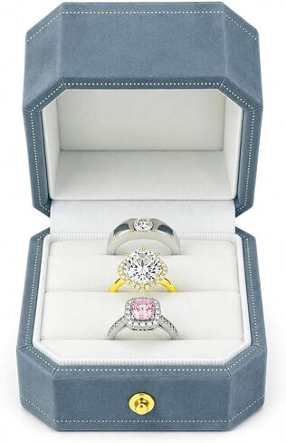2 Slots Velvet Wedding Ring Box, Octagon Engagement Ring Box Ring Display Holder Case with Hinged Lid for Proposal Engagement Wedding, 2.44x2.44x2.17 IN-U2-PRB002-Green in Saudi Arabia