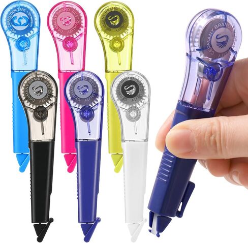 9 Pack Correction Tape Pens 1/5" X 236", 9 Color Correction Tape Comfortable Pen Shape Correction Pen Easy to Use Applicator for Instant Correction Students School Office Supplies in Kuwait