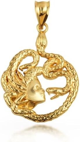 Greek Mythology Medusa Divine Power of Femininity Pendant Necklace Fine Real Solid 14Kt Gold in Kuwait