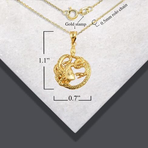 Greek Mythology Medusa Divine Power of Femininity Pendant Necklace Fine Real Solid 14Kt Gold in Kuwait