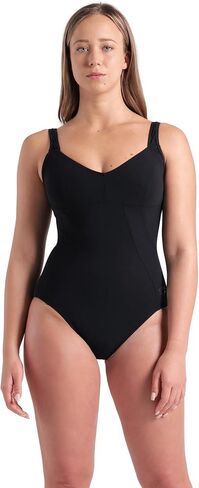 ARENA Women’s Vertigo Shapewear Wing Back One Piece Swimsuit Ladies Shaping Bathing Suit Tummy Control Chlorine Resistant Swimwear Pool Beach Aqua Fitness, Black, US Size 40 in Kuwait
