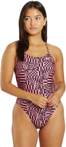 Nike Women's HydraStrong Multi Print Cut Out One Piece Swimsuit Polarized Pink, Size 34 in Kuwait