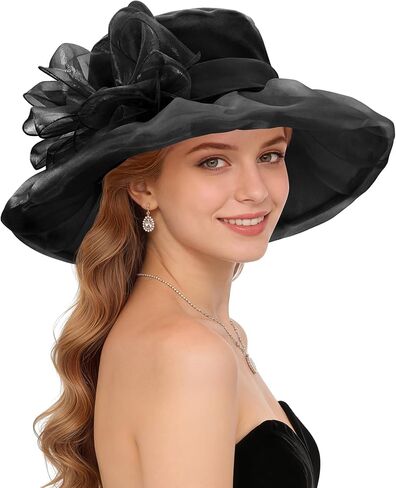 Zando Derby Hats for Women 2026 - Elegant Organza Kentucky Fascinator Hat Vintage Tea Party Church Hat Wedding Headwear in Kuwait